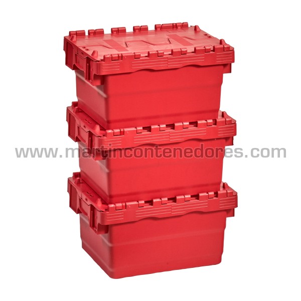 Box plastic nestable with lid 400x300x200/180 mm