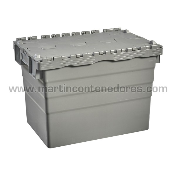 Caja plastica con tapa nueva color gris