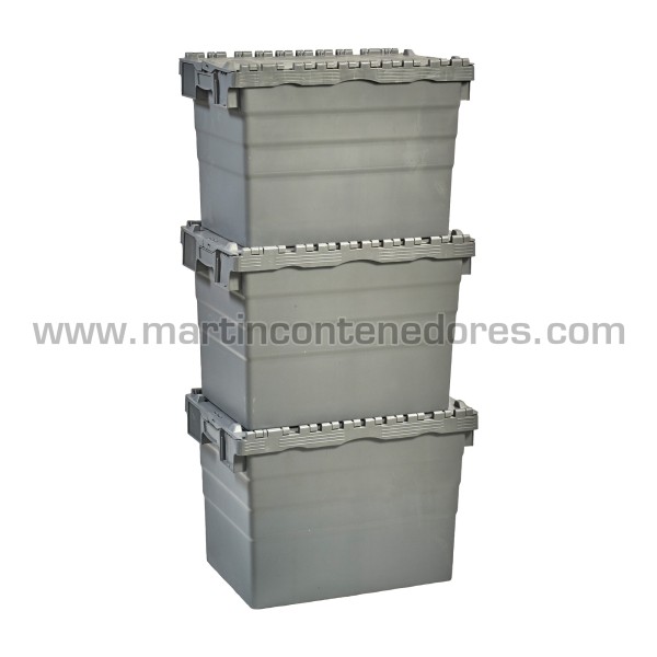 Caja plastica encajable color gris nueva