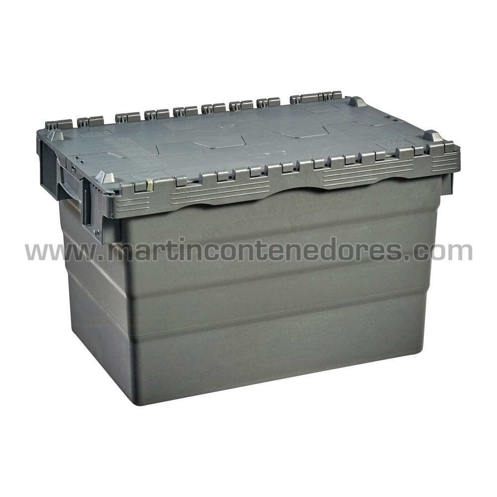 Caja con tapa y porta etiquetas color gris nueva