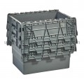 Caja plastica apilable nueva color gris con asa cerrada