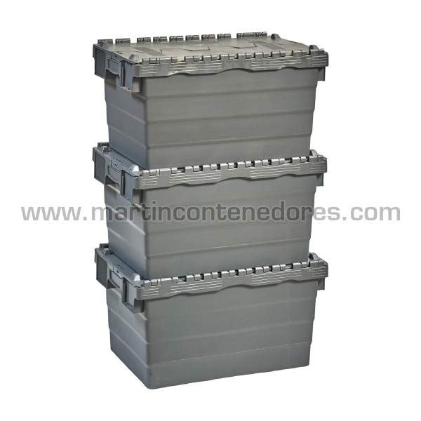 Caja plastica encajable color gris nueva