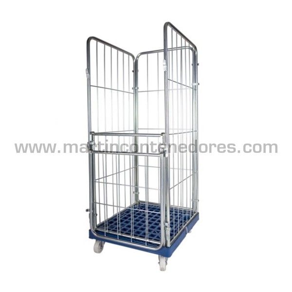 Roll container 3 lados com porta 810x725x1800 mm