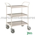 Carrinho de servir branco com 3 prateleiras cinzas 770x495x960 mm