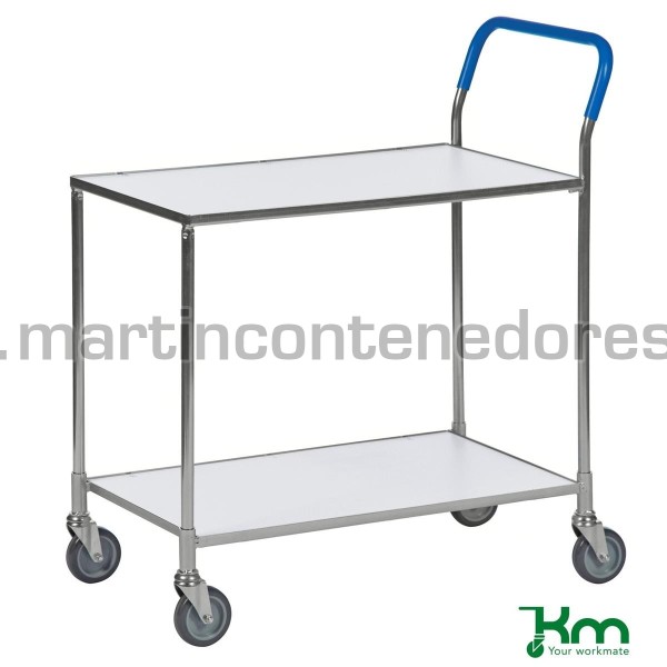 Carro de servicio con 2 estantes blancas 850x435x950 mm