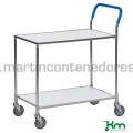 Carro de servicio con 2 estantes blancas 850x435x950 mm