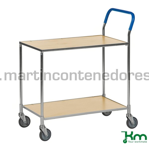 Chariot de service avec 2 plateaux bouleau 850x435x950 mm