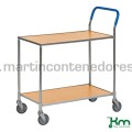 Carro de servicio con 2 estantes haya y freno 850x435x950 mm