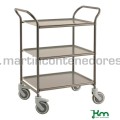 Carro de servicio gris con 3 estantes grises 770x495x960 mm