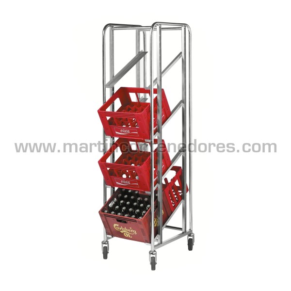 Carro con freno para 4 contenedores Daneses 435x585x1880 mm