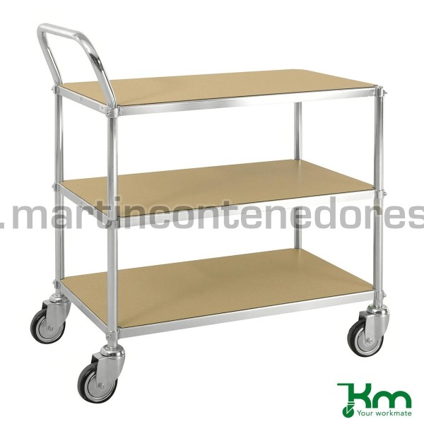 Carro de mesa con 1 asa y 3 estantes ESD con freno 850x435x950 mm