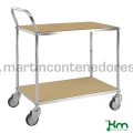 Design table trolley with 1 handle and 2 shelves ESD with brakes 850x435x950 mm