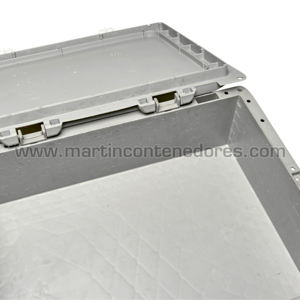 Caja plastica apilable con tapa 400x300x120 mm