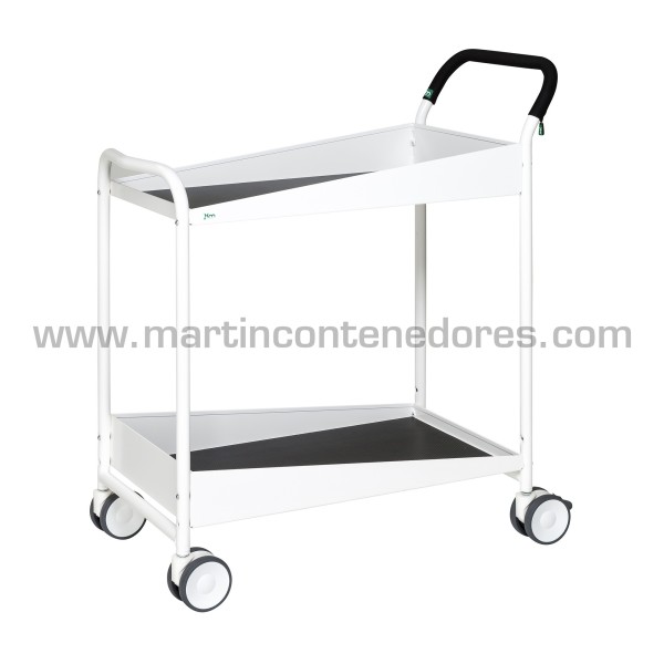 Carro konga con 2 estantes blanco 866x455x980 mm