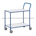 Blue service trolley with 2 white shelves 850x435x950 mm