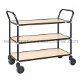 Design table trolley with 3 shelves birch and brake 1100x430x940 mm