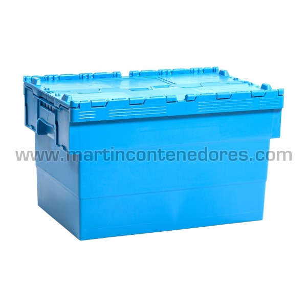 Nestable plastic stacking box with lid 600x400x365 mm