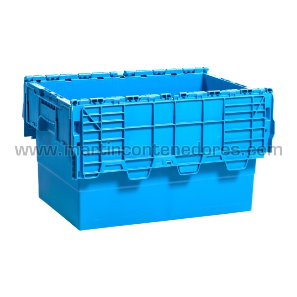 Nestable plastic stacking box with lid 600x400x365 mm