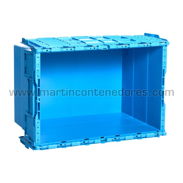 Nestable plastic stacking box with lid 600x400x365 mm