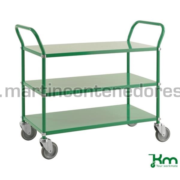 Carrinho de serviço verde com 3 prateleiras 1080x480x940 mm