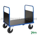 Carro plataforma azul con 2 paredes frontales 1200x800x900 mm