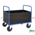 Carrinho de transporte azul com painel alto 1000x700x900 mm