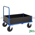 Blue low panel transport cart and brake 1000x700x900 mm