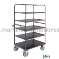 Carrinho de coleta com 5 prateleiras e alça ergonômica 1300x800x1800 mm