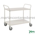 Carro de servicio blanco con 2 estantes y freno 1080x480x940 mm