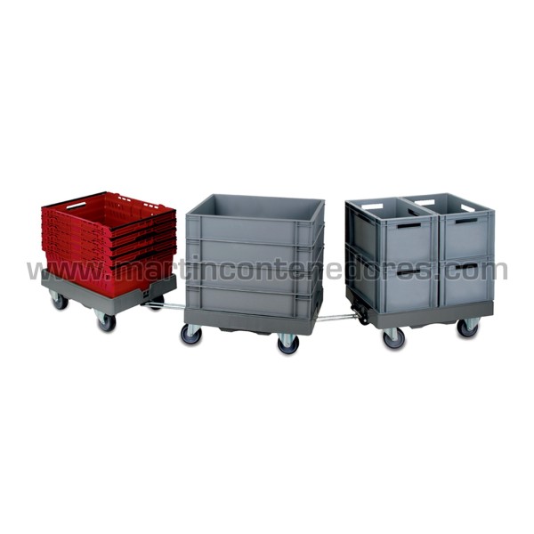 Trolley for box 600x400 mm with 4 swivel wheels