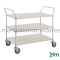 Service trolley white with 3 shelves and break 1080x480x940 mm