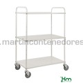 Carro ligero con 3 estantes blanco 980x585x1445 mm