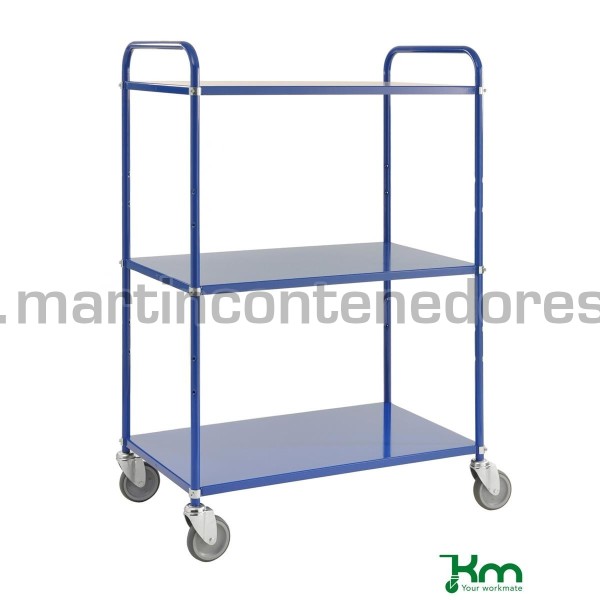 Carro ligero con 3 estantes azul 980x585x1445 mm