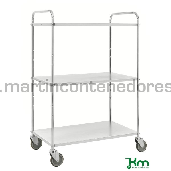 Galvanized light trolley with 3 shelves and break 980x585x1445 mm