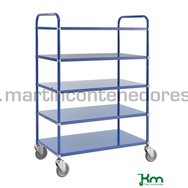 Blue light trolley with 5 blue shelves 980x585x1445 mm