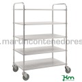 Carro ligero galvanizado con 5 estantes 980x585x1445 mm