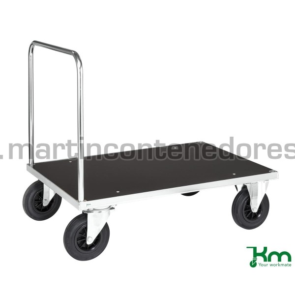 Carro plataforma galvanizado con 1 asa y freno 1000x700x900 mm