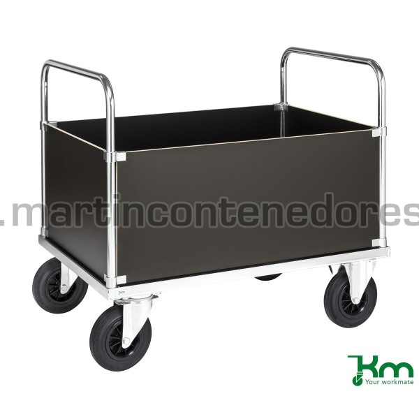 Carrinho de transporte galvanizado com painel alto 1000x700x900 mm