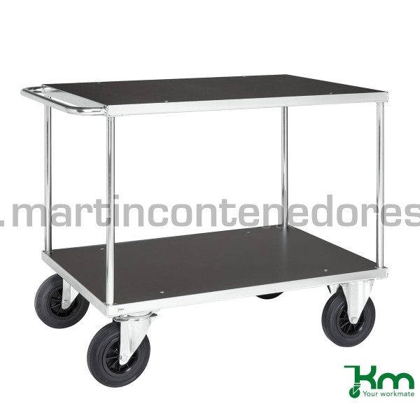 Chariot de service galvanisé avec 2 étagères 1300x800x870 mm