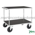 Carro de mesa galvanizado con 2 estantes y freno 1300x800x870 mm