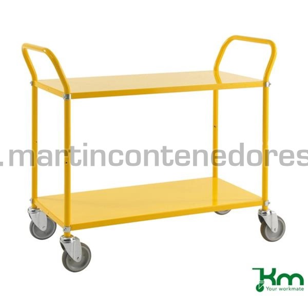 Carrinho de coleta amarelo com 2 prateleiras 1080x480x940 mm