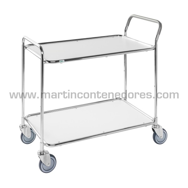 Carrinho de mesa com 2 prateleiras brancas 1020x555x965 mm