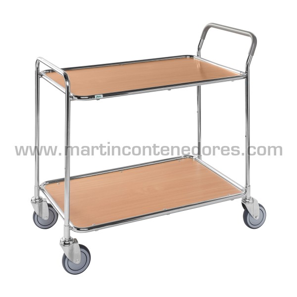 Carro de mesa con 2 estantes haya 1020x555x965 mm