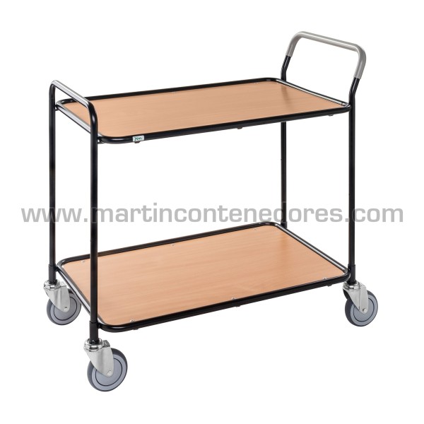 Carrinho de mesa com 2 prateleiras faia 1020x555x965 mm