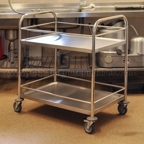 Stainless trolley with 2 shelves and edge 910x590x940 mm