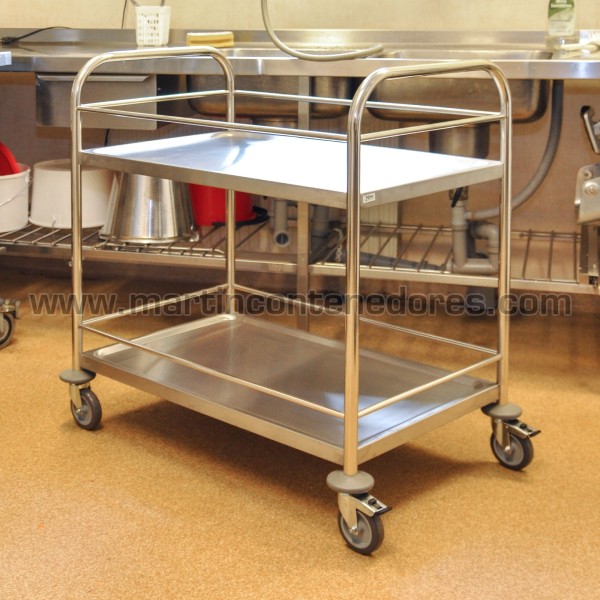 Stainless trolley with 2 shelves and edge 910x590x940 mm