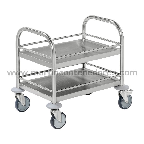 Stainless steel nursery trolley with 2 shelves 530x375x550 mm