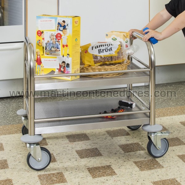 Stainless steel nursery trolley with 2 shelves 530x375x550 mm