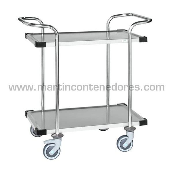 Stainless steel trolley with 2 shelves and 2 handles 900x600x1000 mm