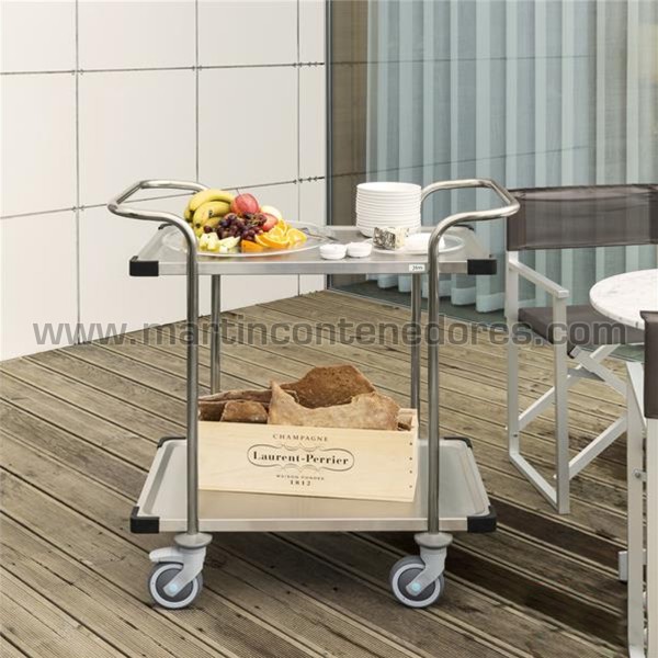 Stainless steel trolley with 2 shelves and 2 handles 900x600x1000 mm